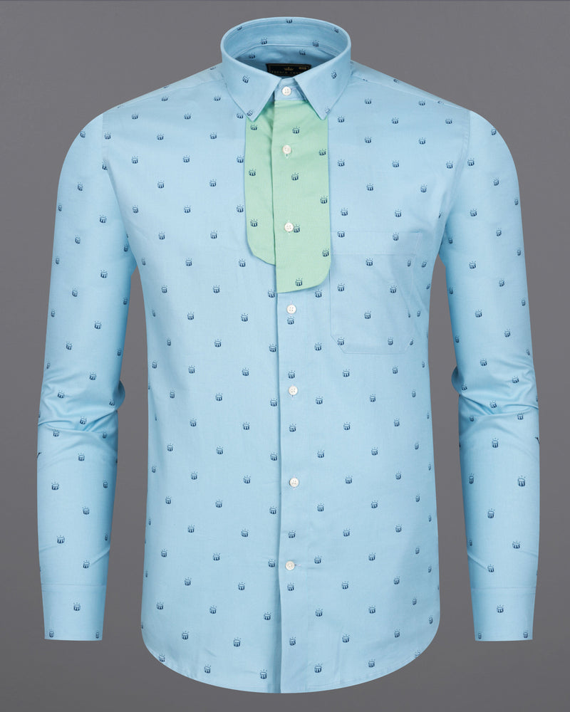 Stream Blue Drums Printed with Green Patches Royal Oxford Designer Overshirt 9073-P416-38, 9073-P416-H-38, 9073-P416-39, 9073-P416-H-39, 9073-P416-40, 9073-P416-H-40, 9073-P416-42, 9073-P416-H-42, 9073-P416-44, 9073-P416-H-44, 9073-P416-46, 9073-P416-H-46, 9073-P416-48, 9073-P416-H-48, 9073-P416-50, 9073-P416-H-50, 9073-P416-52, 9073-P416-H-52