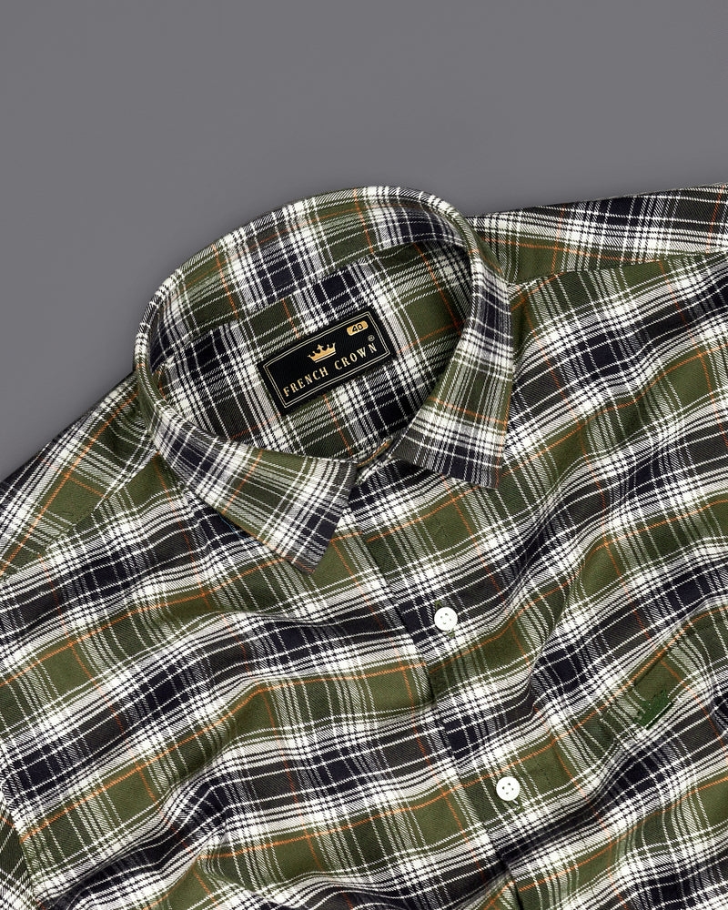 Camouflage Green with Zeus Black Plaid Flannel Shirt 9084-38, 9084-H-38, 9084-39, 9084-H-39, 9084-40, 9084-H-40, 9084-42, 9084-H-42, 9084-44, 9084-H-44, 9084-46, 9084-H-46, 9084-48, 9084-H-48, 9084-50, 9084-H-50, 9084-52, 9084-H-52