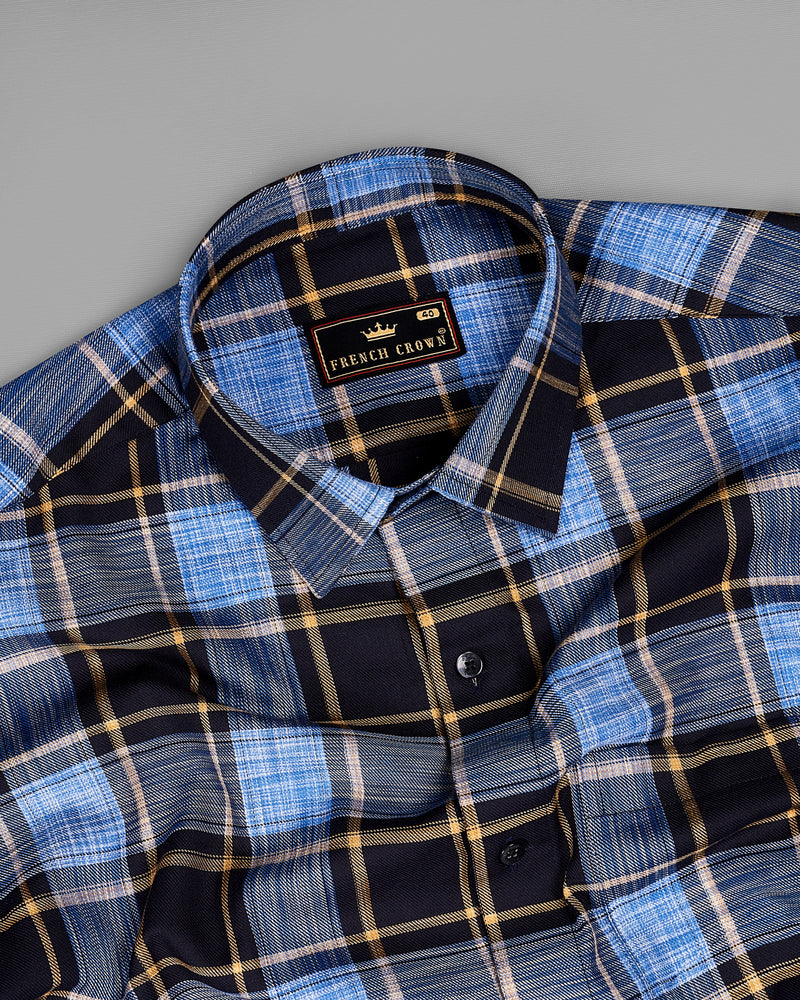 Periwinkle Blue with Black Twill Plaid Premium Cotton Shirt 9085-BLK-38, 9085-BLK-H-38, 9085-BLK-39, 9085-BLK-H-39, 9085-BLK-40, 9085-BLK-H-40, 9085-BLK-42, 9085-BLK-H-42, 9085-BLK-44, 9085-BLK-H-44, 9085-BLK-46, 9085-BLK-H-46, 9085-BLK-48, 9085-BLK-H-48, 9085-BLK-50, 9085-BLK-H-50, 9085-BLK-52, 9085-BLK-H-52