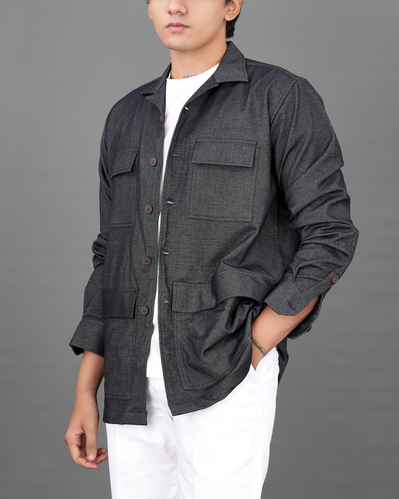 Iridium Gray Flannel Designer Overshirt
