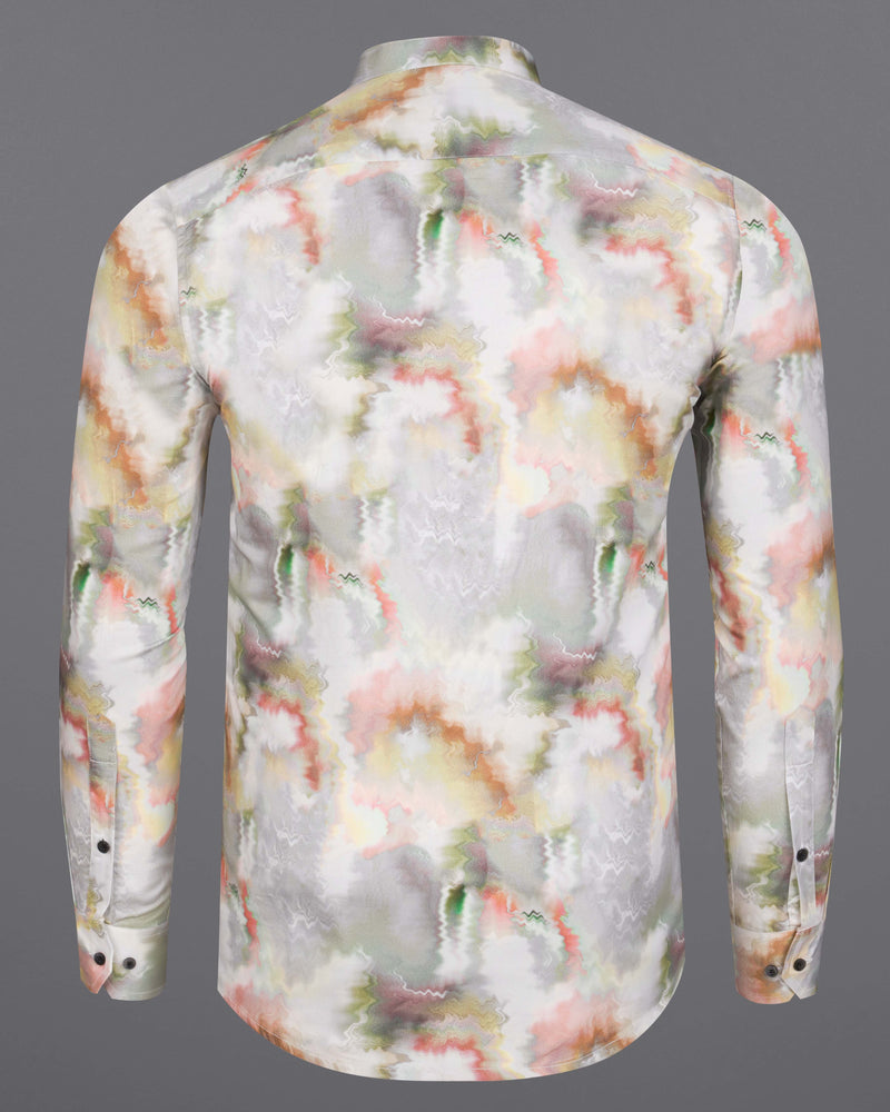 Mercury Off White with Nutmeg Red Marble Printed Super Soft Premium Cotton Shirt