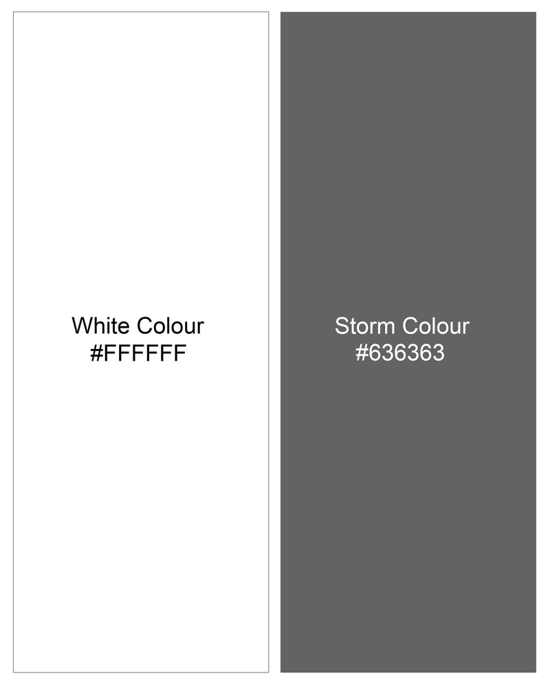 Bright White with Storm Gray Chambray Designer Shirt