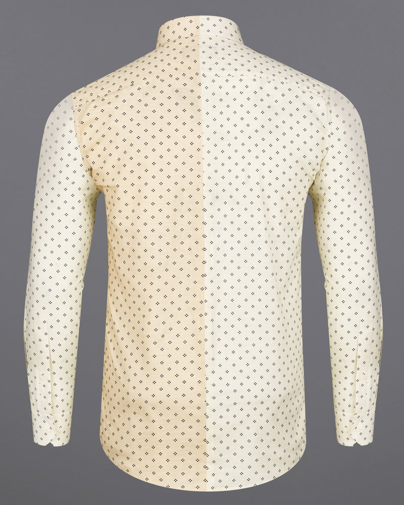 Hampton Beige with Mercury Cream Luxurious Linen Shirt Designer Shirt