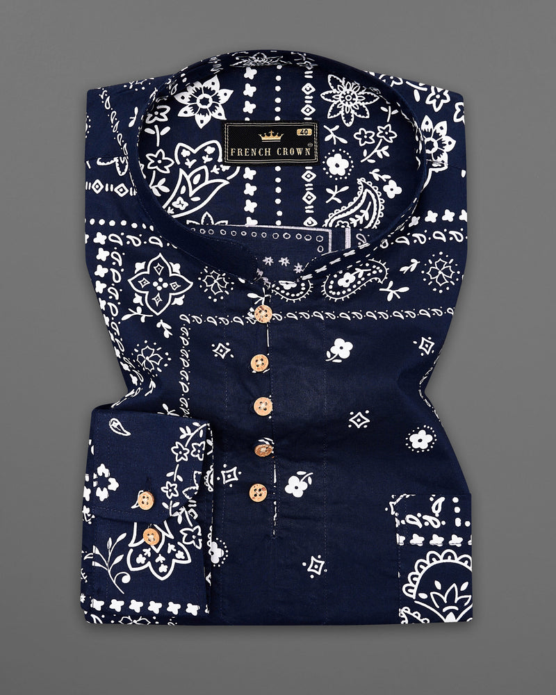 Mirage Navy Blue with Paisley Printed Premium Cotton Kurta Shirt 9115-KS-38,9115-KS-H-38,9115-KS-39,9115-KS-H-39,9115-KS-40,9115-KS-H-40,9115-KS-42,9115-KS-H-42,9115-KS-44,9115-KS-H-44,9115-KS-46,9115-KS-H-46,9115-KS-48,9115-KS-H-48,9115-KS-50,9115-KS-H-50,9115-KS-52,9115-KS-H-52