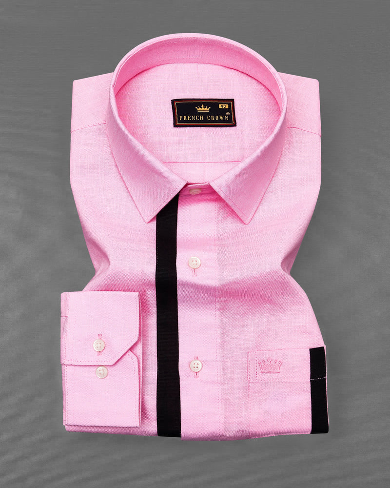 Cupid Pink with Black Patch Work Luxurious Linen Designer Shirt 9122-P455-38,9122-P455-H-38,9122-P455-39,9122-P455-H-39,9122-P455-40,9122-P455-H-40,9122-P455-42,9122-P455-H-42,9122-P455-44,9122-P455-H-44,9122-P455-46,9122-P455-H-46,9122-P455-48,9122-P455-H-48,9122-P455-50,9122-P455-H-50,9122-P455-52,9122-P455-H-52