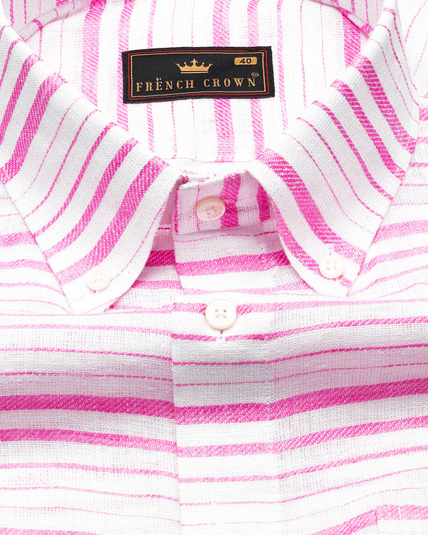 Bright White with Thulian Pink Striped Luxurious Linen Shirt 9218-BD-38, 9218-BD-H-38, 9218-BD-39, 9218-BD-H-39, 9218-BD-40, 9218-BD-H-40, 9218-BD-42, 9218-BD-H-42, 9218-BD-44, 9218-BD-H-44, 9218-BD-46, 9218-BD-H-46, 9218-BD-48, 9218-BD-H-48, 9218-BD-50, 9218-BD-H-50, 9218-BD-52, 9218-BD-H-52