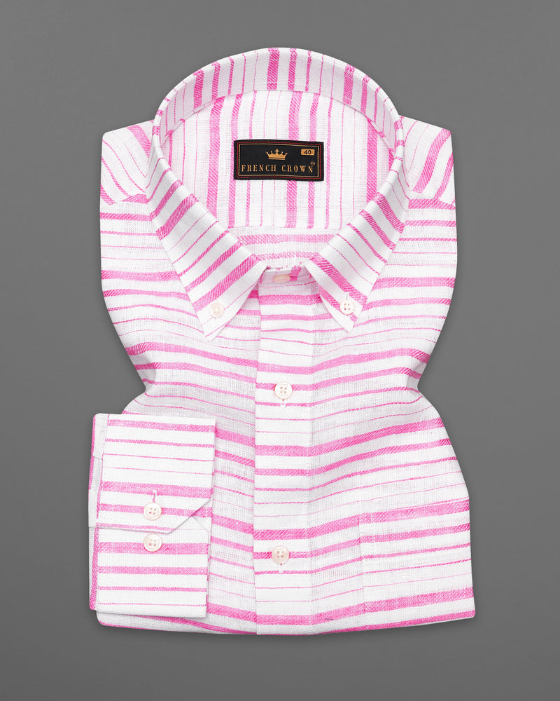 Bright White with Thulian Pink Striped Luxurious Linen Shirt 9218-BD-38, 9218-BD-H-38, 9218-BD-39, 9218-BD-H-39, 9218-BD-40, 9218-BD-H-40, 9218-BD-42, 9218-BD-H-42, 9218-BD-44, 9218-BD-H-44, 9218-BD-46, 9218-BD-H-46, 9218-BD-48, 9218-BD-H-48, 9218-BD-50, 9218-BD-H-50, 9218-BD-52, 9218-BD-H-52