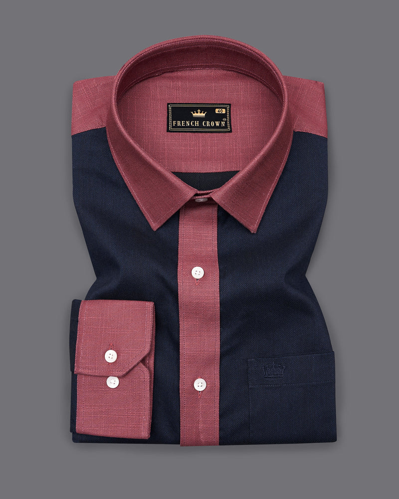 Firefly Navy Blue with Pink Patchwork Twill Premium Cotton Designer Shirt 9220-P207-38, 9220-P207-H-38, 9220-P207-39, 9220-P207-H-39, 9220-P207-40, 9220-P207-H-40, 9220-P207-42, 9220-P207-H-42, 9220-P207-44, 9220-P207-H-44, 9220-P207-46, 9220-P207-H-46, 9220-P207-48, 9220-P207-H-48, 9220-P207-50, 9220-P207-H-50, 9220-P207-52, 9220-P207-H-52