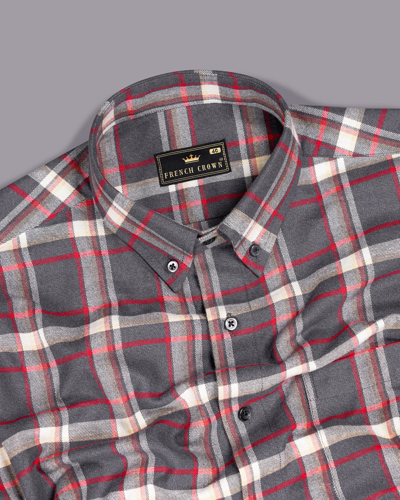 Ironside Gray with off White and Shiraz Red Plaid Flannel Shirt 9226-BD-BLK-38, 9226-BD-BLK-H-38, 9226-BD-BLK-39, 9226-BD-BLK-H-39, 9226-BD-BLK-40, 9226-BD-BLK-H-40, 9226-BD-BLK-42, 9226-BD-BLK-H-42, 9226-BD-BLK-44, 9226-BD-BLK-H-44, 9226-BD-BLK-46, 9226-BD-BLK-H-46, 9226-BD-BLK-48, 9226-BD-BLK-H-48, 9226-BD-BLK-50, 9226-BD-BLK-H-50, 9226-BD-BLK-52, 9226-BD-BLK-H-52