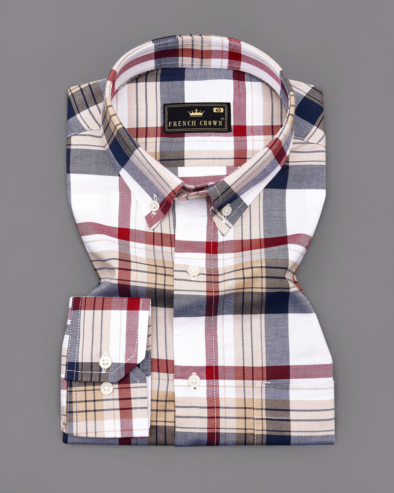 Bright White with Ebony Clay Blue and Pale Taupe Brown Plaid Royal Oxford Shirt 9252-BD-38, 9252-BD-H-38, 9252-BD-39, 9252-BD-H-39, 9252-BD-40, 9252-BD-H-40, 9252-BD-42, 9252-BD-H-42, 9252-BD-44, 9252-BD-H-44, 9252-BD-46, 9252-BD-H-46, 9252-BD-48, 9252-BD-H-48, 9252-BD-50, 9252-BD-H-50, 9252-BD-52, 9252-BD-H-52