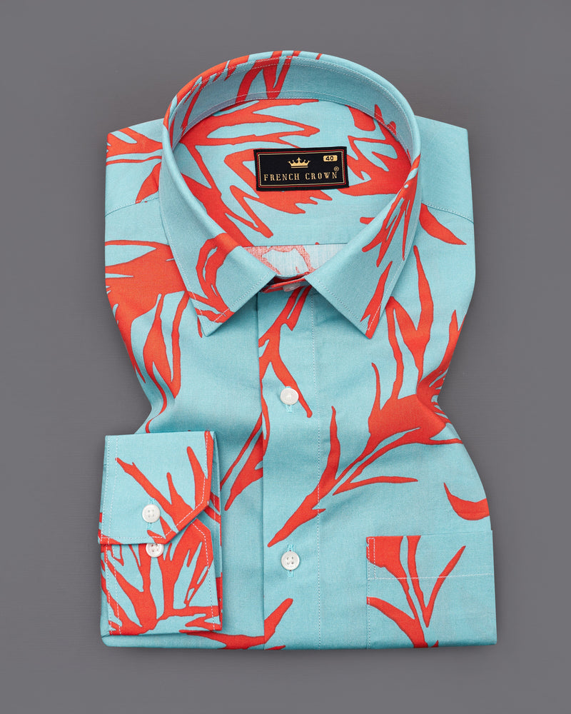Opal Light Blue with Faded Red Printed Premium Cotton Shirt 9259-38, 9259-H-38, 9259-39, 9259-H-39, 9259-40, 9259-H-40, 9259-42, 9259-H-42, 9259-44, 9259-H-44, 9259-46, 9259-H-46, 9259-48, 9259-H-48, 9259-50, 9259-H-50, 9259-52, 9259-H-52