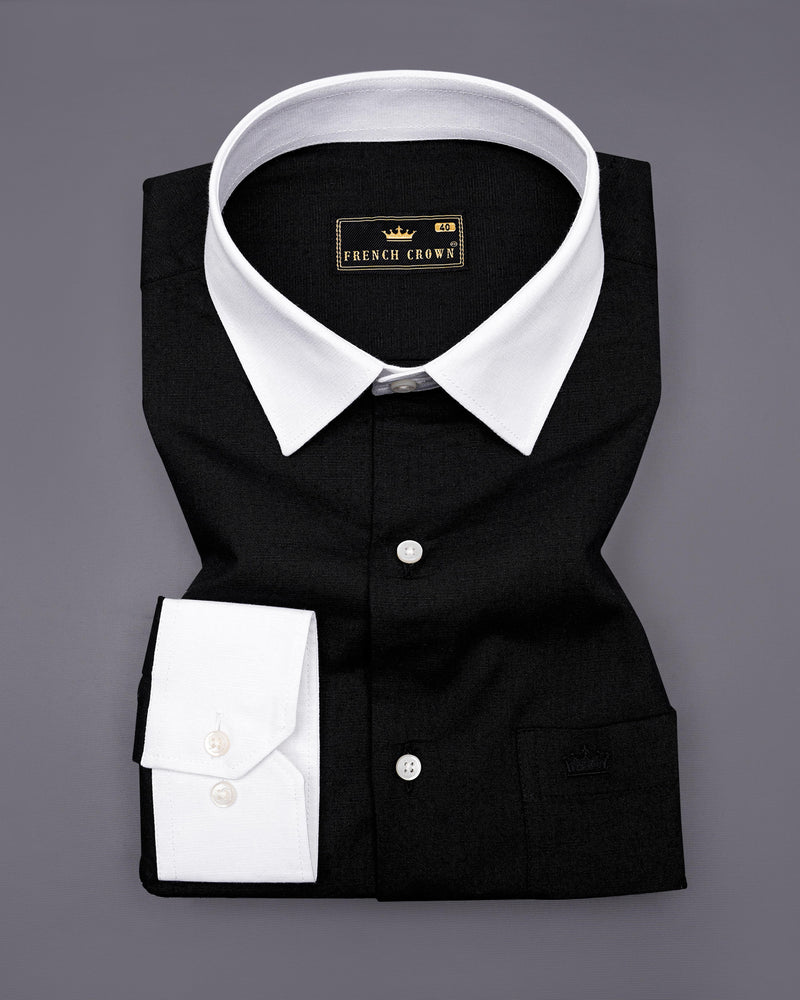 Rich black Corporate Luxury Linen-cotton SHIRT