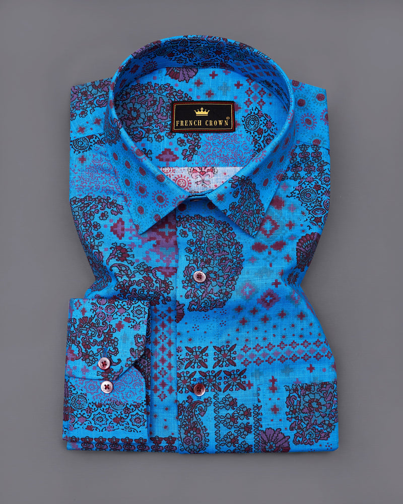 Curious Blue with Multicolour Banjara Printed Royal Oxford Shirt 9301-MN-38, 9301-MN-H-38, 9301-MN-39, 9301-MN-H-39, 9301-MN-40, 9301-MN-H-40, 9301-MN-42, 9301-MN-H-42, 9301-MN-44, 9301-MN-H-44, 9301-MN-46, 9301-MN-H-46, 9301-MN-48, 9301-MN-H-48, 9301-MN-50, 9301-MN-H-50, 9301-MN-52, 9301-MN-H-52