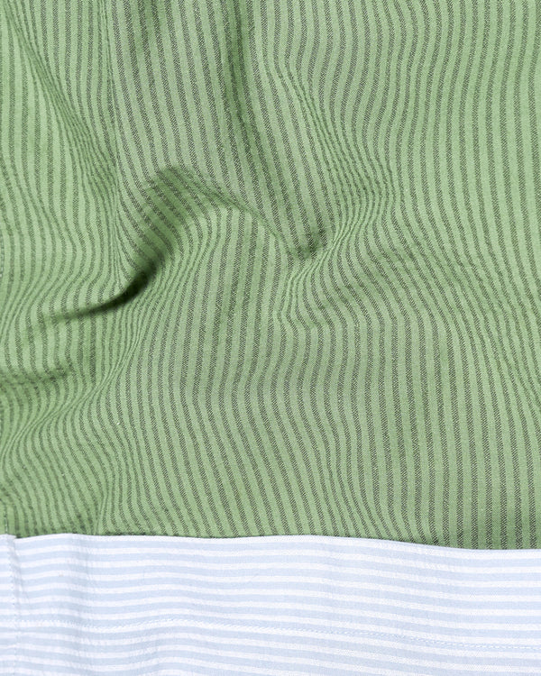 Lichen Green with Geyser Blue Striped Seersucker Giza Cotton Shirt 9305-M-P461-38, 9305-M-P461-H-38, 9305-M-P461-39, 9305-M-P461-H-39, 9305-M-P461-40, 9305-M-P461-H-40, 9305-M-P461-42, 9305-M-P461-H-42, 9305-M-P461-44, 9305-M-P461-H-44, 9305-M-P461-46, 9305-M-P461-H-46, 9305-M-P461-48, 9305-M-P461-H-48, 9305-M-P461-50, 9305-M-P461-H-50, 9305-M-P461-52, 9305-M-P461-H-52