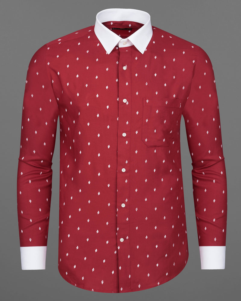 Merlot Red and White Leaves Textured Tencel Shirt 9307-WCC-38, 9307-WCC-H-38, 9307-WCC-39, 9307-WCC-H-39, 9307-WCC-40, 9307-WCC-H-40, 9307-WCC-42, 9307-WCC-H-42, 9307-WCC-44, 9307-WCC-H-44, 9307-WCC-46, 9307-WCC-H-46, 9307-WCC-48, 9307-WCC-H-48, 9307-WCC-50, 9307-WCC-H-50, 9307-WCC-52, 9307-WCC-H-52