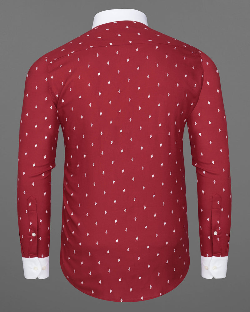 Merlot Red and White Leaves Textured Tencel Shirt 9307-WCC-38, 9307-WCC-H-38, 9307-WCC-39, 9307-WCC-H-39, 9307-WCC-40, 9307-WCC-H-40, 9307-WCC-42, 9307-WCC-H-42, 9307-WCC-44, 9307-WCC-H-44, 9307-WCC-46, 9307-WCC-H-46, 9307-WCC-48, 9307-WCC-H-48, 9307-WCC-50, 9307-WCC-H-50, 9307-WCC-52, 9307-WCC-H-52