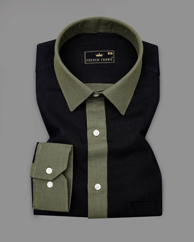 Jade Black with Green Patch Work Luxurious Linen Shirt 9328-P207-38, 9328-P207-H-38, 9328-P207-39, 9328-P207-H-39, 9328-P207-40, 9328-P207-H-40, 9328-P207-42, 9328-P207-H-42, 9328-P207-44, 9328-P207-H-44, 9328-P207-46, 9328-P207-H-46, 9328-P207-48, 9328-P207-H-48, 9328-P207-50, 9328-P207-H-50, 9328-P207-52, 9328-P207-H-52