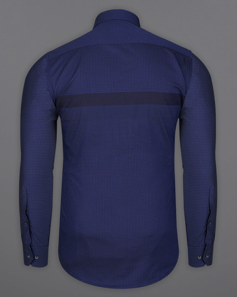 Zodiac Blue and Black Checkered Herringbone Shirt