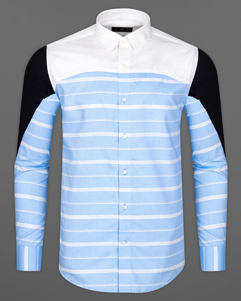 Tropical Blue with White Striped and Black Royal Oxford Designer Shirt 9365-P437-38, 9365-P437-H-38, 9365-P437-39, 9365-P437-H-39, 9365-P437-40, 9365-P437-H-40, 9365-P437-42, 9365-P437-H-42, 9365-P437-44, 9365-P437-H-44, 9365-P437-46, 9365-P437-H-46, 9365-P437-48, 9365-P437-H-48, 9365-P437-50, 9365-P437-H-50, 9365-P437-52, 9365-P437-H-52
