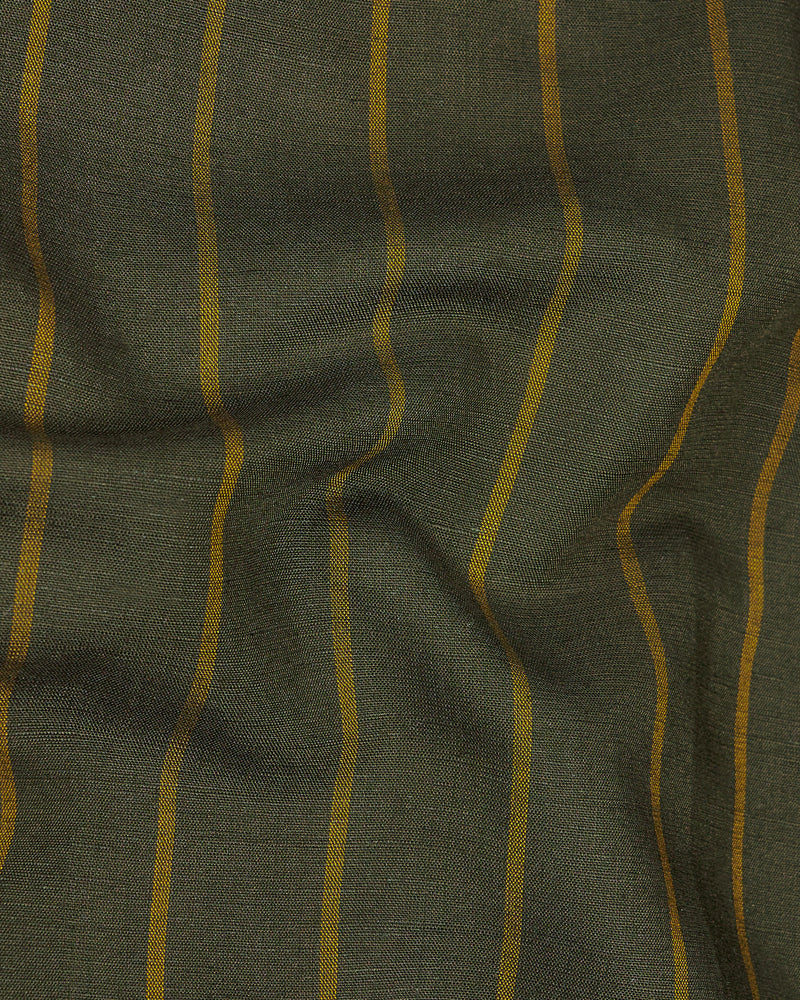 Taupe Green with Mustard Brown Striped Luxurious Linen Shirt 9400-38, 9400-H-38, 9400-39, 9400-H-39, 9400-40, 9400-H-40, 9400-42, 9400-H-42, 9400-44, 9400-H-44, 9400-46, 9400-H-46, 9400-48, 9400-H-48, 9400-50, 9400-H-50, 9400-52, 9400-H-52