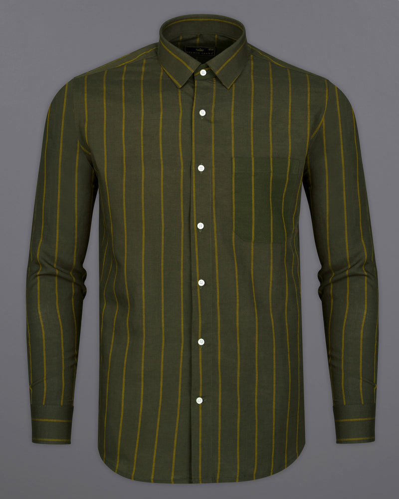 Taupe Green with Mustard Brown Striped Luxurious Linen Shirt 9400-38, 9400-H-38, 9400-39, 9400-H-39, 9400-40, 9400-H-40, 9400-42, 9400-H-42, 9400-44, 9400-H-44, 9400-46, 9400-H-46, 9400-48, 9400-H-48, 9400-50, 9400-H-50, 9400-52, 9400-H-52