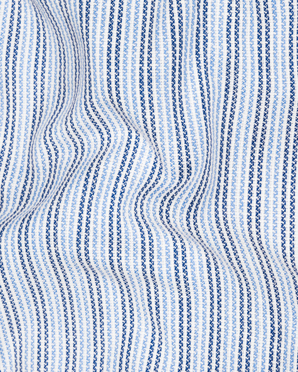 Cerulean with Glacier Blue Striped Dobby Textured Premium Giza Cotton Polo Shirt          9454-BLE-P392-H-38, 9454-BLE-P392-H-39, 9454-BLE-P392-H-40, 9454-BLE-P392-H-42, 9454-BLE-P392-H-44, 9454-BLE-P392-H-46, 9454-BLE-P392-H-48, 9454-BLE-P392-H-50,  9454-BLE-P392-H-52