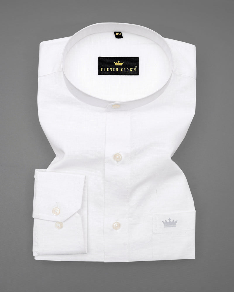 Bright White Luxurious Italian Linen Shirt