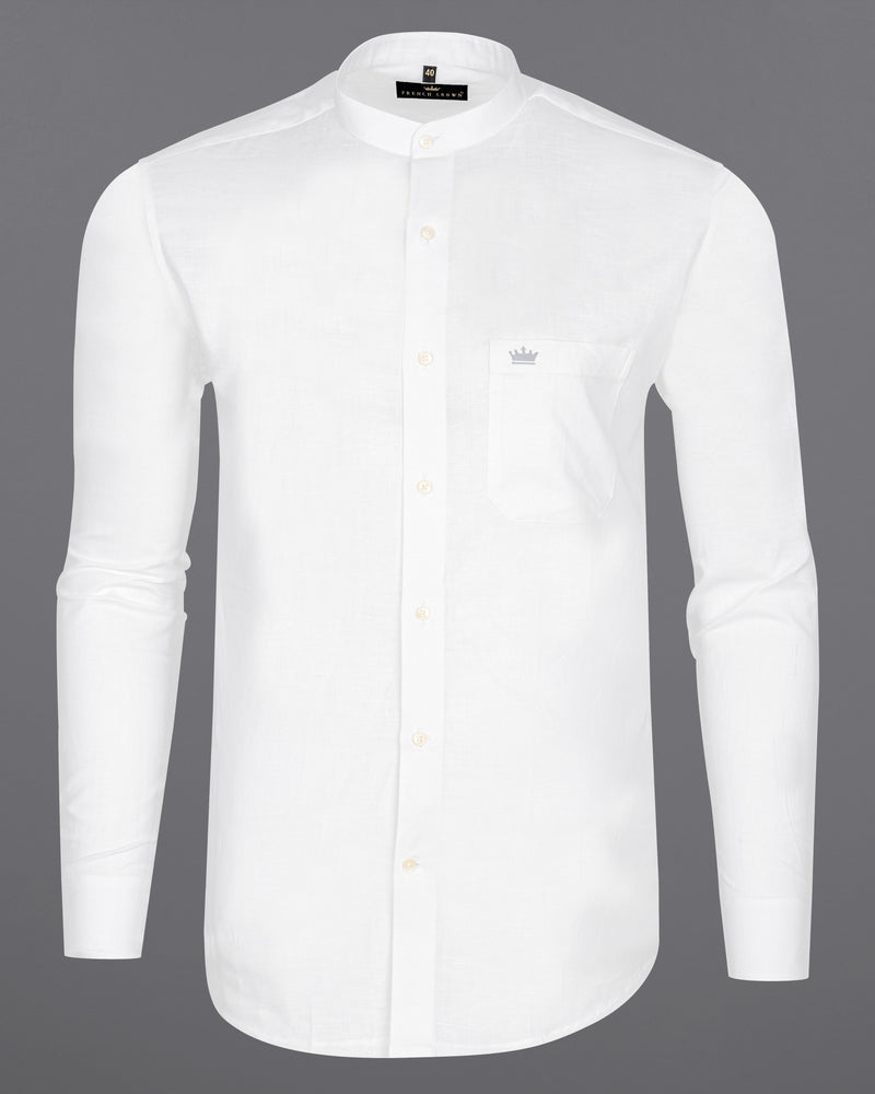 Bright White Luxurious Italian Linen Shirt