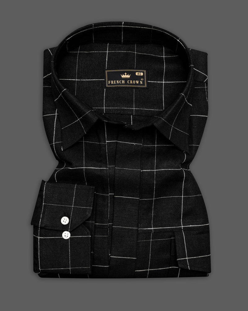 Jade Black and White Windowpane Linen Designer Shirt 9519-P223-38, 9519-P223-H-38, 9519-P223-39, 9519-P223-H-39, 9519-P223-40, 9519-P223-H-40, 9519-P223-42, 9519-P223-H-42, 9519-P223-44, 9519-P223-H-44, 9519-P223-46, 9519-P223-H-46, 9519-P223-48, 9519-P223-H-48, 9519-P223-50, 9519-P223-H-50, 9519-P223-52, 9519-P223-H-52