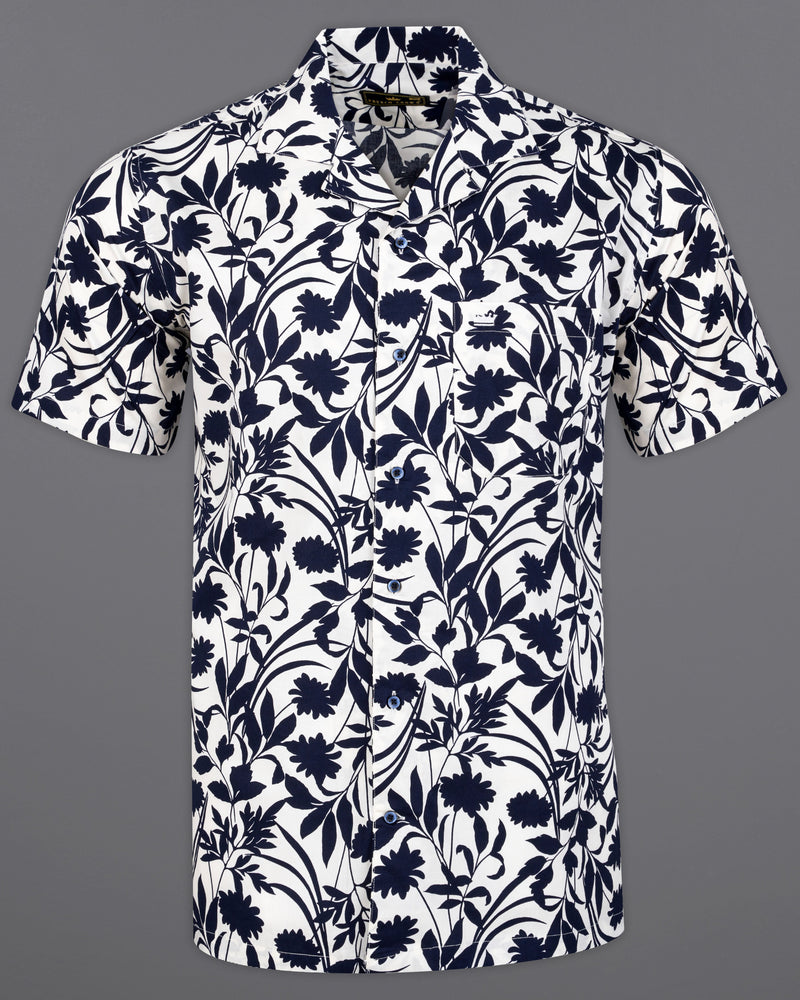 Cinder Black and White Floral Printed Premium Cotton Shirt         9573-CC-BLE-SS-H-38, 9573-CC-BLE-SS-H-39, 9573-CC-BLE-SS-H-40, 9573-CC-BLE-SS-H-42, 9573-CC-BLE-SS-H-44, 9573-CC-BLE-SS-H-46, 9573-CC-BLE-SS-H-48, 9573-CC-BLE-SS-H-50,  9573-CC-BLE-SS-H-52