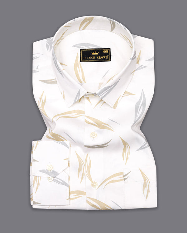 Bright White with Nebula Gray and Hampton Brown Printed Super Soft Premium Cotton Shirt 9577-38, 9577-H-38, 9577-39, 9577-H-39, 9577-40, 9577-H-40, 9577-42, 9577-H-42, 9577-44, 9577-H-44, 9577-46, 9577-H-46, 9577-48, 9577-H-48, 9577-50, 9577-H-50, 9577-52, 9577-H-52