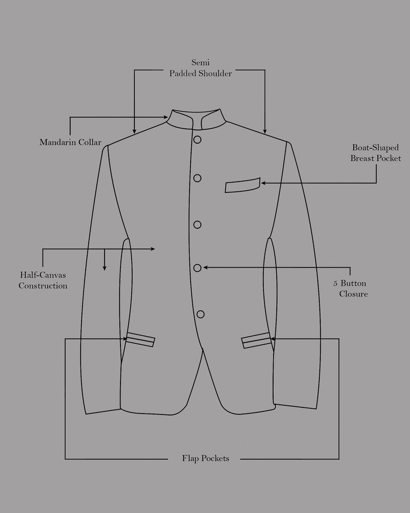 Charade Blue Ditsy Jacquard Textured Bandhgala Designer Suit