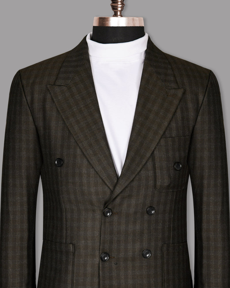 Cocoa Brown Checked Double Breasted Sport Blazer BL1026-DB-PP-36, BL1026-DB-PP-38, BL1026-DB-PP-40, BL1026-DB-PP-42, BL1026-DB-PP-44, BL1026-DB-PP-46, BL1026-DB-PP-48, BL1026-DB-PP-50, BL1026-DB-PP-52, BL1026-DB-PP-54, BL1026-DB-PP-60, BL1026-DB-PP-56, BL1026-DB-PP-58