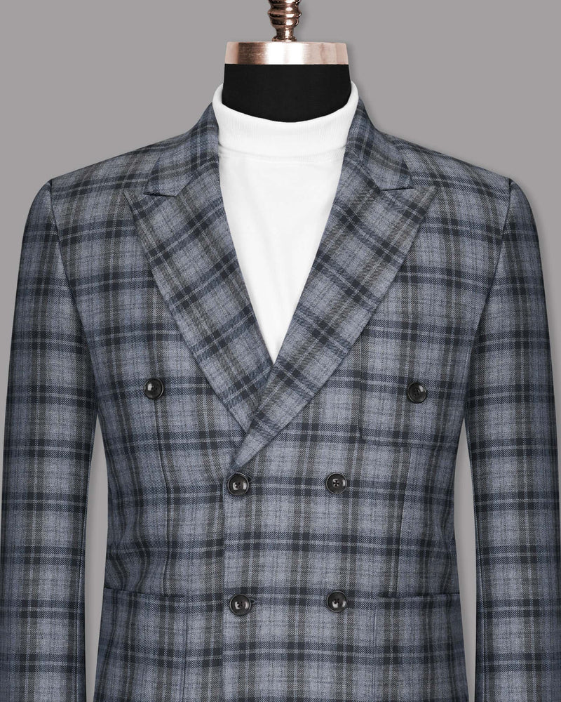Rolling Stone Grey with Log Cabin Wool Rich Windowpane Double Breasted-Blazer BL1124-DB-PP-36, BL1124-DB-PP-38, BL1124-DB-PP-42, BL1124-DB-PP-44, BL1124-DB-PP-48, BL1124-DB-PP-50, BL1124-DB-PP-52, BL1124-DB-PP-54, BL1124-DB-PP-58, BL1124-DB-PP-60, BL1124-DB-PP-40, BL1124-DB-PP-46, BL1124-DB-PP-56