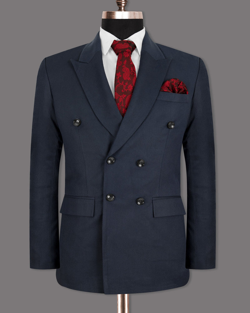 Royal Blue Wool-rich Double-breasted Sports Blazer