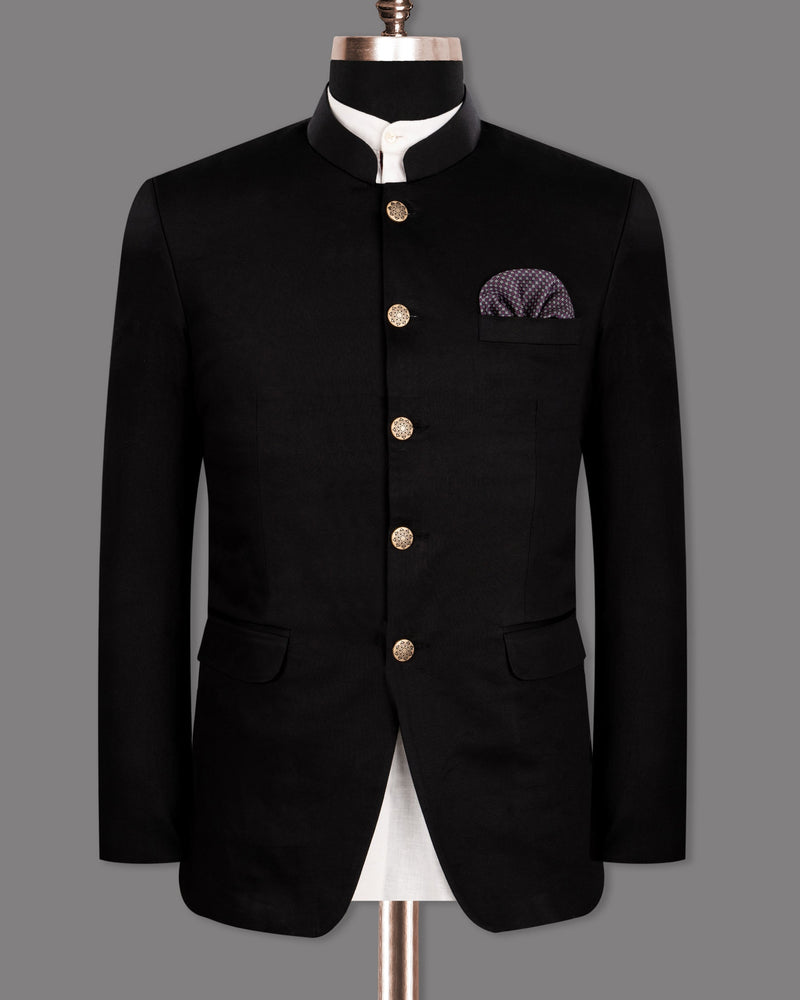 JADE BLACK PREMIUM COTTON BANDHGALA/MANDARIN BLAZER BL1243-BG-36, BL1243-BG-38, BL1243-BG-50, BL1243-BG-52, BL1243-BG-58, BL1243-BG-60, BL1243-BG-40, BL1243-BG-42, BL1243-BG-44, BL1243-BG-54, BL1243-BG-56, BL1243-BG-46, BL1243-BG-48