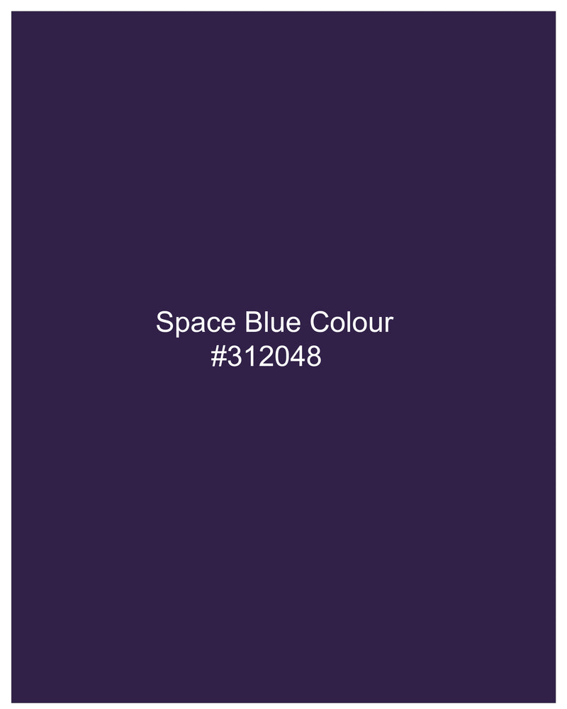 Space Blue Wool Rich Bandhgala/Mandarin Blazer