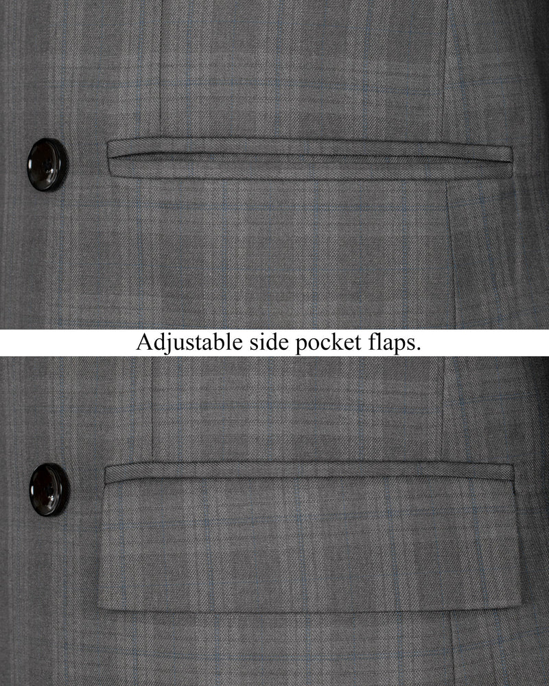Gravel Grey Subtle Plaid Double-Breasted Wool Rich Blazer BL1368-DB-36, BL1368-DB-38, BL1368-DB-40, BL1368-DB-42, BL1368-DB-44, BL1368-DB-46, BL1368-DB-48, BL1368-DB-50, BL1368-DB-52, BL1368-DB-54, BL1368-DB-56, BL1368-DB-58, BL1368-DB-60
