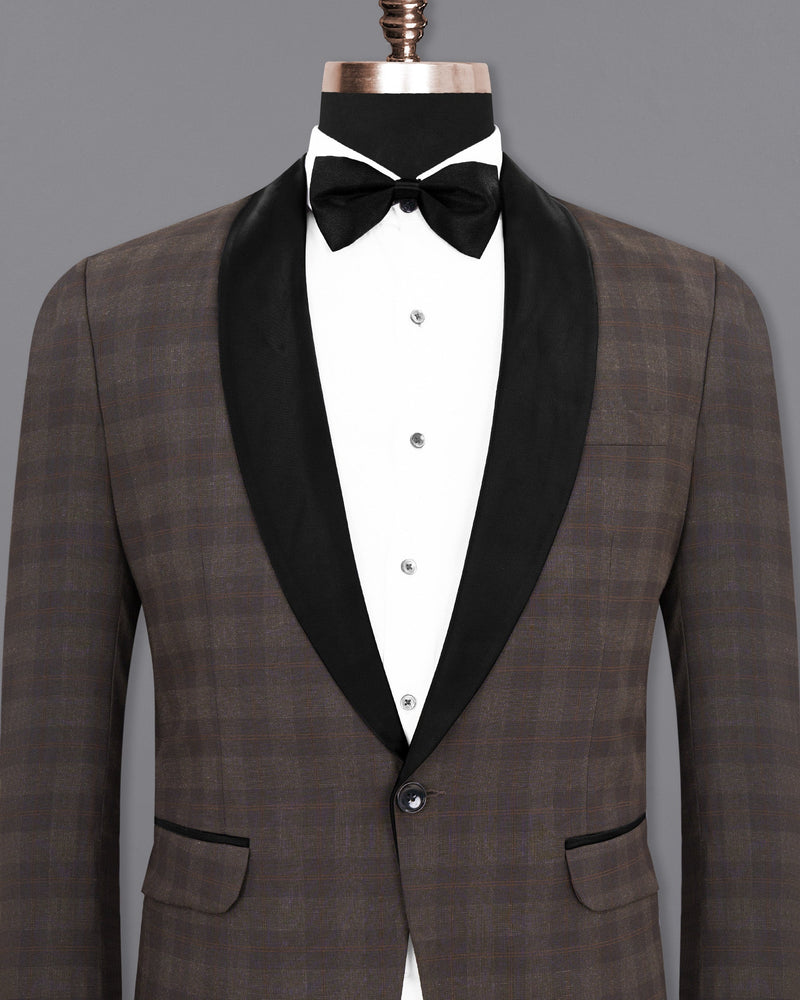 Thunder and Spice Brown Plaid Wool Rich Tuxedo Blazer BL1458-BKL-36,BL1458-BKL-38,BL1458-BKL-40,BL1458-BKL-42,BL1458-BKL-44,BL1458-BKL-46,BL1458-BKL-48,BL1458-BKL-50,BL1458-BKL-52,BL1458-BKL-54,BL1458-BKL-56,BL1458-BKL-58,BL1458-BKL-60