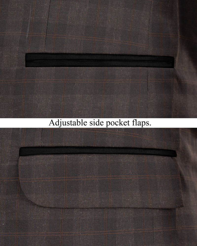 Thunder and Spice Brown Plaid Wool Rich Tuxedo Blazer BL1458-BKL-36,BL1458-BKL-38,BL1458-BKL-40,BL1458-BKL-42,BL1458-BKL-44,BL1458-BKL-46,BL1458-BKL-48,BL1458-BKL-50,BL1458-BKL-52,BL1458-BKL-54,BL1458-BKL-56,BL1458-BKL-58,BL1458-BKL-60