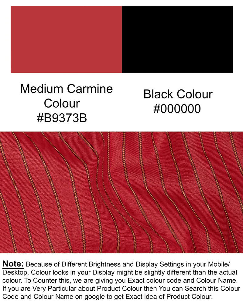 Medium Carmine Red Striped Wool Rich Cross Buttoned Bandhgala Blazer BL1505-CBG2-36, BL1505-CBG2-38, BL1505-CBG2-40, BL1505-CBG2-42, BL1505-CBG2-44, BL1505-CBG2-46, BL1505-CBG2-48, BL1505-CBG2-50, BL1505-CBG2-52, BL1505-CBG2-54, BL1505-CBG2-56, BL1505-CBG2-58, BL1505-CBG2-60