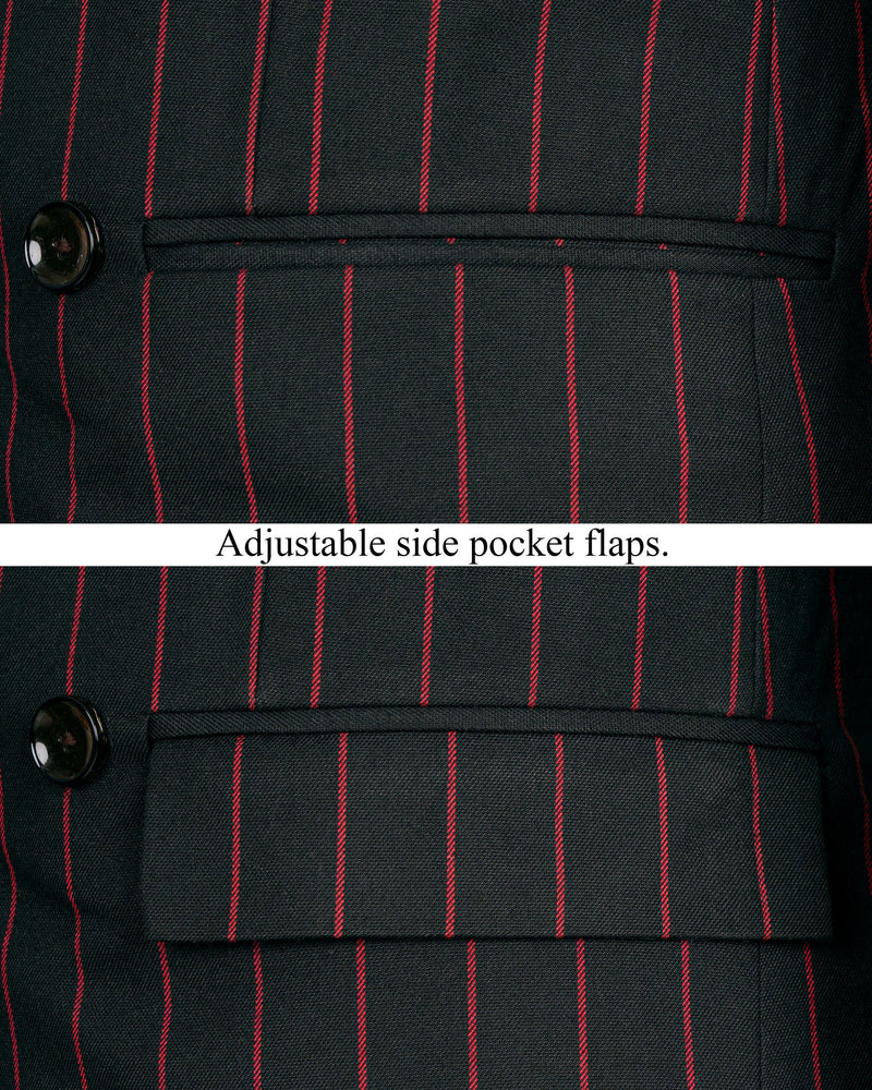 Jade Black with Red Striped Woolrich Double Breasted Blazer BL1520-DB-36, BL1520-DB-38, BL1520-DB-40, BL1520-DB-42, BL1520-DB-44, BL1520-DB-46, BL1520-DB-48, BL1520-DB-50, BL1520-DB-52, BL1520-DB-54, BL1520-DB-56, BL1520-DB-58, BL1520-DB-60