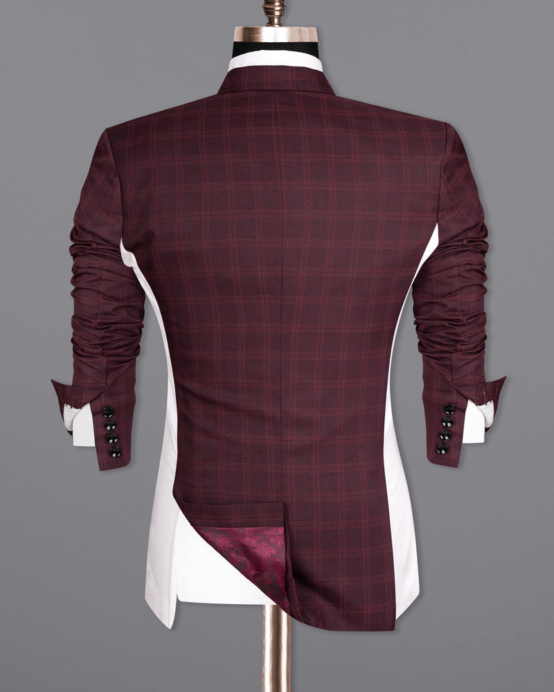 Half wine Checkered Wool Rich and Half White Premium Cotton Blazer BL1586-SBP-D26-36, BL1586-SBP-D26-38, BL1586-SBP-D26-40, BL1586-SBP-D26-42, BL1586-SBP-D26-44, BL1586-SBP-D26-46, BL1586-SBP-D26-48, BL1586-SBP-D26-50, BL1586-SBP-D26-52, BL1586-SBP-D26-54, BL1586-SBP-D26-56, BL1586-SBP-D26-58, BL1586-SBP-D26-60