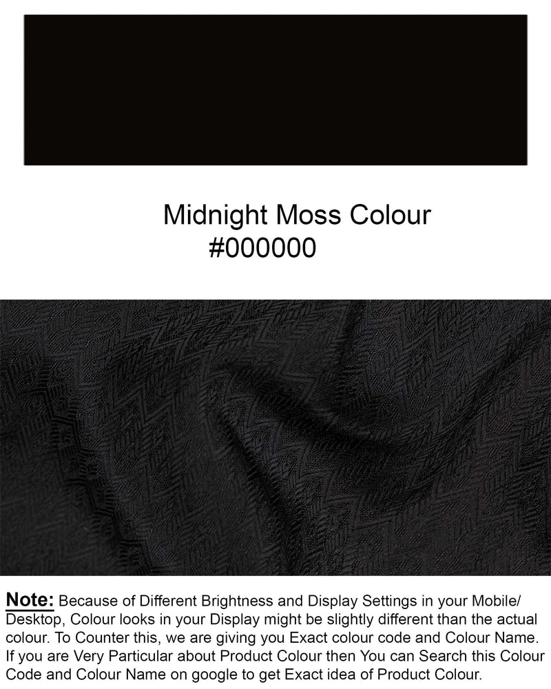 Midnight Moss Black Jacquard Leaves Patterned Cross Buttoned Bandhgala Designer Blazer BL1661-CBG-36, BL1661-CBG-38, BL1661-CBG-40, BL1661-CBG-42, BL1661-CBG-44, BL1661-CBG-46, BL1661-CBG-48, BL1661-CBG-50, BL1661-CBG-52, BL1661-CBG-54, BL1661-CBG-56, BL1661-CBG-58, BL1661-CBG-60