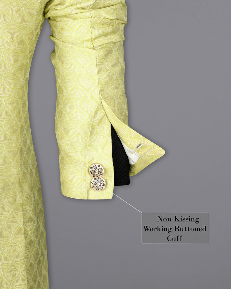 Confetti Green Textured Cross Buttoned Bandhgala Designer Blazer