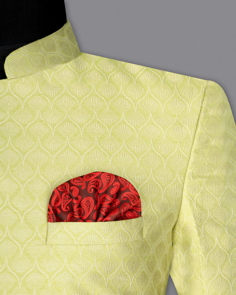 Confetti Green Textured Cross Buttoned Bandhgala Designer Blazer
