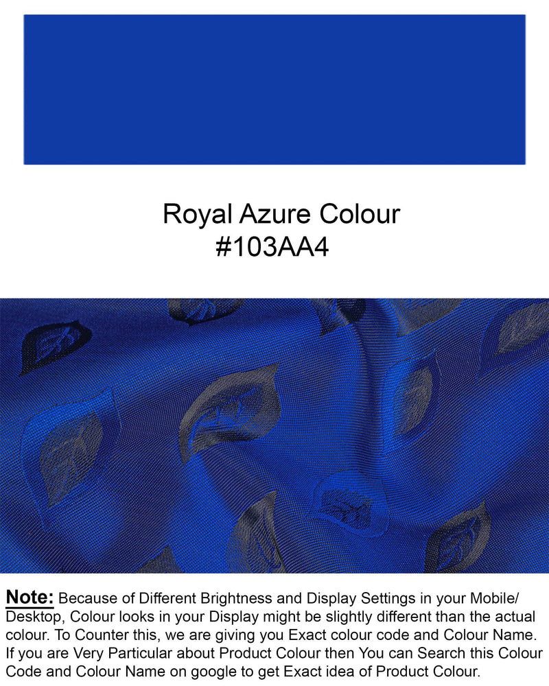 Royal Azure Blue Leaves Jacquard Textured Cross Buttoned Bandhgala Designer Blazer BL1678-CBG-36, BL1678-CBG-38, BL1678-CBG-40, BL1678-CBG-42, BL1678-CBG-44, BL1678-CBG-46, BL1678-CBG-48, BL1678-CBG-50, BL1678-CBG-52, BL1678-CBG-54, BL1678-CBG-56, BL1678-CBG-58, BL1678-CBG-60