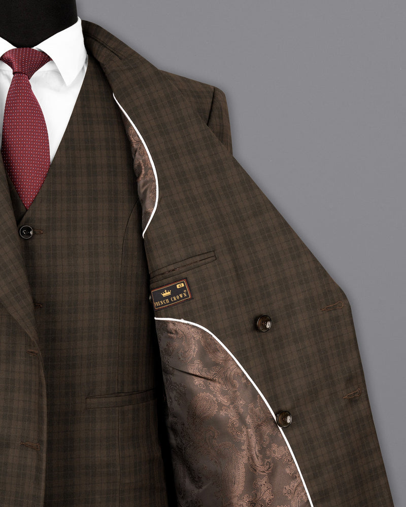 Armadillo Brown Plaid Double-breasted Blazer