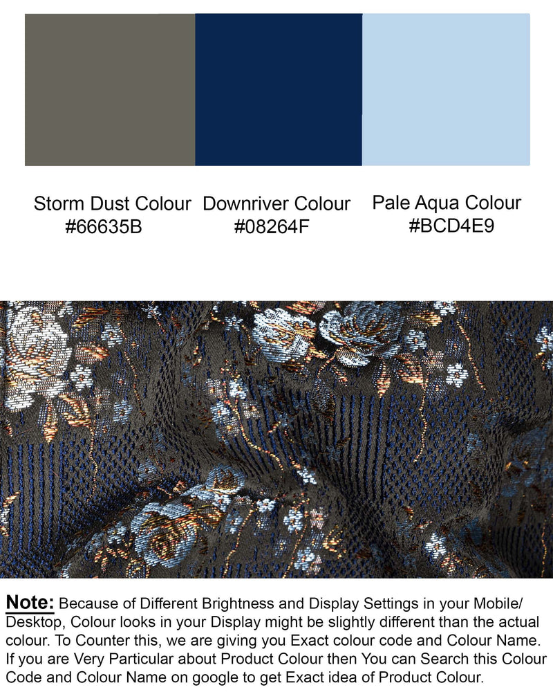 Storm Dust Floral Textured Cross Buttoned Bandhgala Designer Blazer