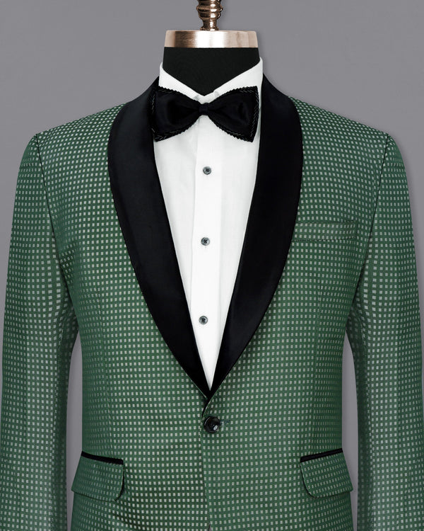 Everglade Green Square Textured Tuxedo Designer Blazer